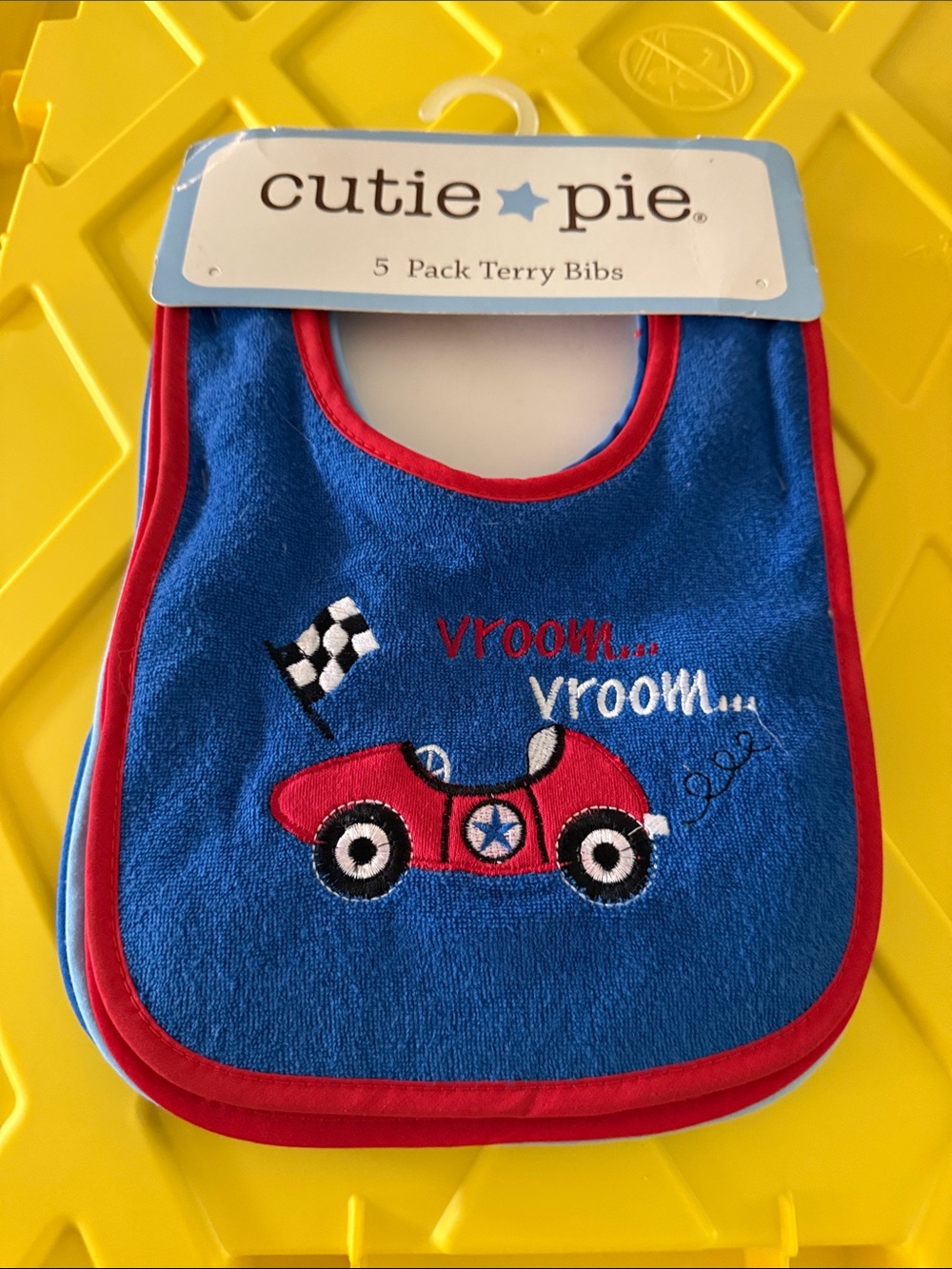Cutie Pie Blue & Red Terry Bib - Kids Accessories